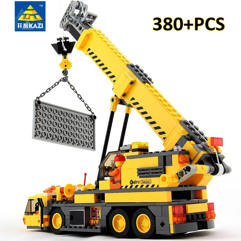 

KAZI Engineering Playmobil Model Building Blocks Construction Vehicle Bricks ABS Plastic Educational Toys Kids Gift