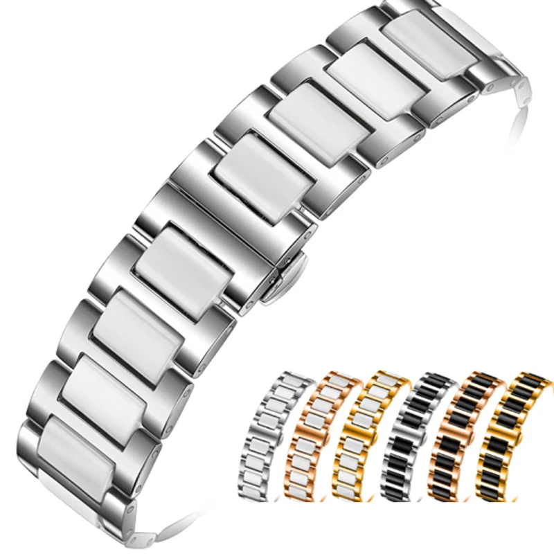 

Shihui Ceramic Steel Watchband Butterfly Button Steel Watchchain Stainless Steel Watchband 1622 mm White Interface Width 16MM