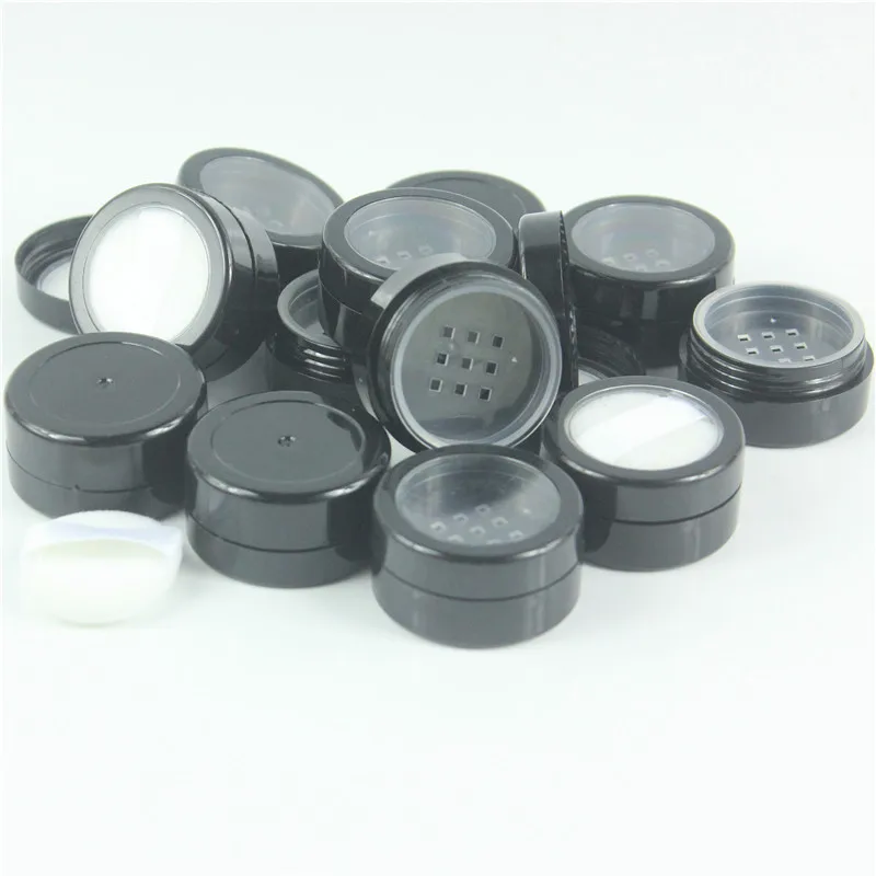 100pcs/lot 5g Black Powder Container Sifter Promotion Cosmetic Makeup