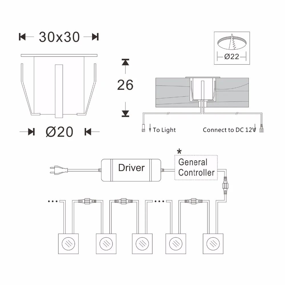 Mesa de Palco Decorado ao ar Luzes de Parede Qaca Top Quality Chão Livre Recesso Lâmpadas Altamente Eficiente Estável Dc12v B113-30 30 Pçs - Set 25 Luzes e Iluminação