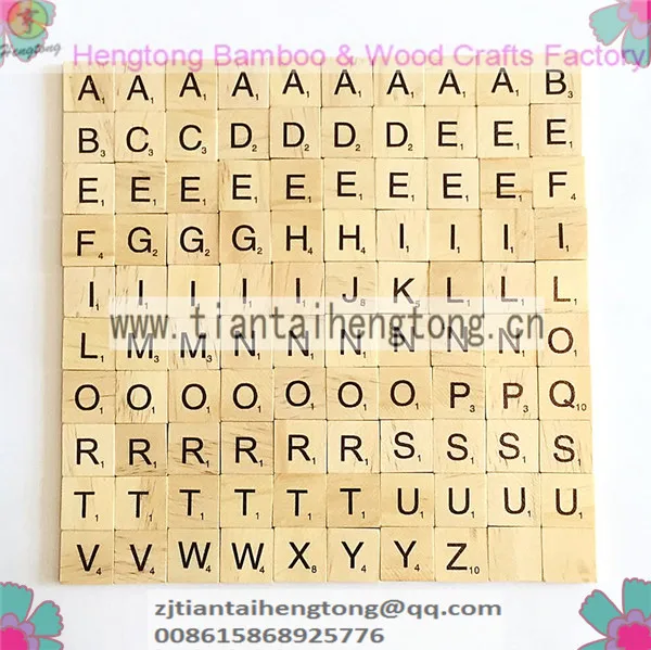 100PC/PACK Wooden Scrabble Tiles with Black Letter & Number,scrabble