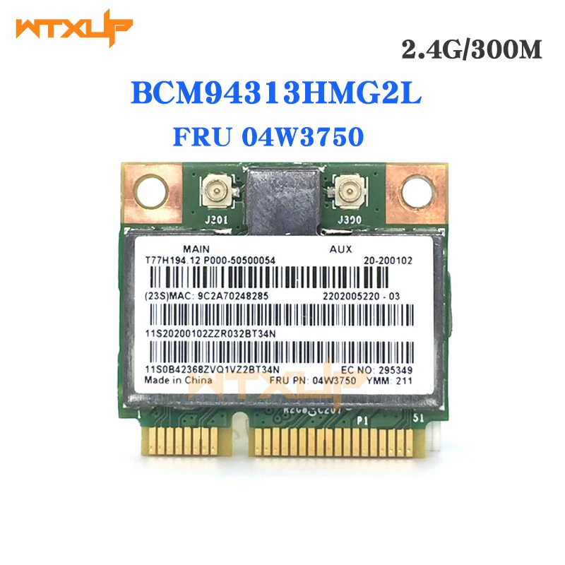 Yintiod Carte Wi-FI sans Fil Mini PCI-e pour Lenovo BCM94313HMG2L 4W3750 G700 B490