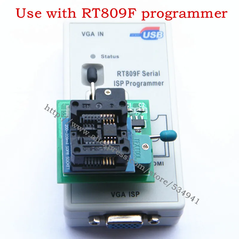 RT809F программатор+ 12 адаптеров+ sop8 IC клип+ CD+ 1,8 в/SOP8 адаптер VGA LCD ISP программатор адаптер универсальный программатор