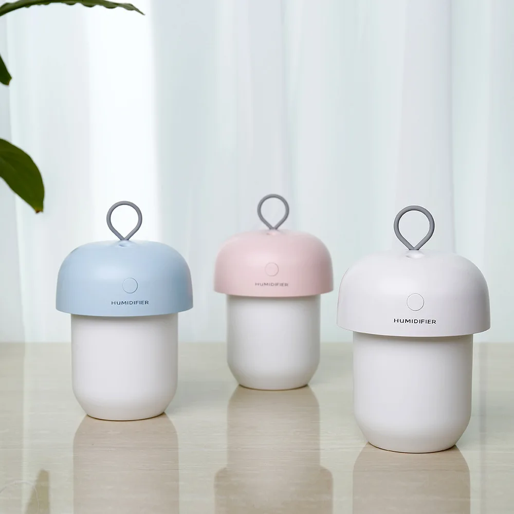 

New Acorn Humidifier Portable Chargeable Air Humidifier Colorful Night Light USB Diffuser 300ML Car Humidifier Air Purifier