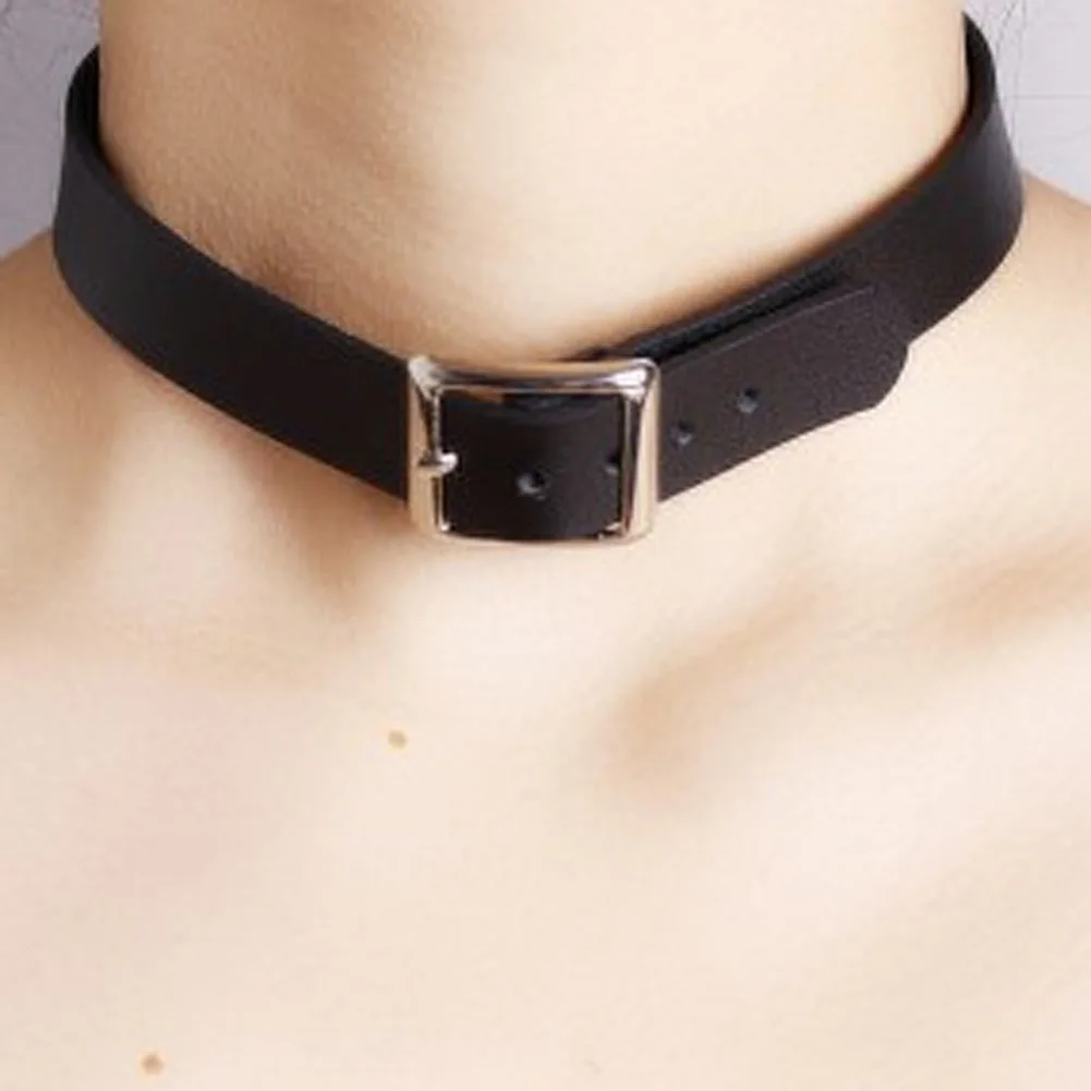 

Good Selling Minimalism Faux Leather Belt Buckle Collar Choker Punk Style Necklace