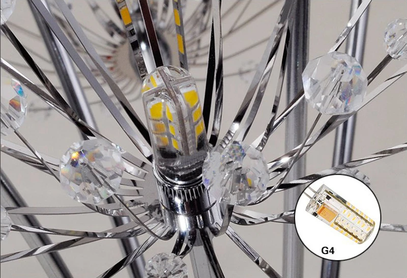 Modern Dandelion Led Crystal Ball Pendant Light Dining Room Restaurant Design Lamp Home Decor Chrome Fixture G4 Bulb 110-220V (21)
