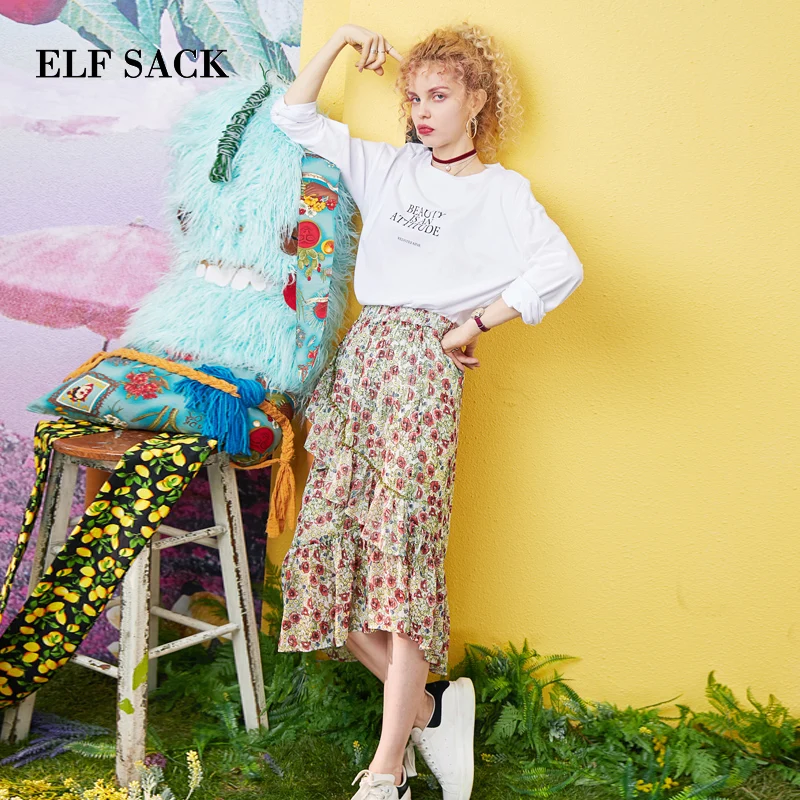 Женский комплект из 2 предметов ELFSACK хлопковая Футболка с о вырезом и принтом в
