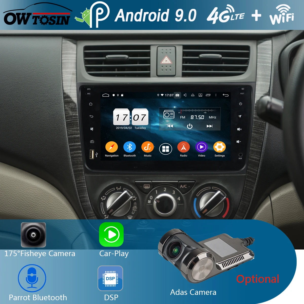 Clearance 8"IPS 1920*1080 8Core 4G RAM+64G ROM Android 9.0 Car DVD Player For Suzuki Alto Celerio Cultus 2015 2016 DSP Radio GPS Parrot BT 0