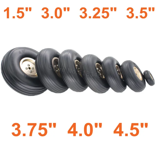 3.5/" Rubber PU Wheel with Plastic Hub for RC Airplane Replacement Parts QP 1/"