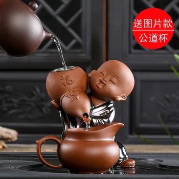 

Creative Zisha Tea pet accessories Monk statue Kung Fu tea sets Tea leak net Ceramic filter Home decoration living room gifts