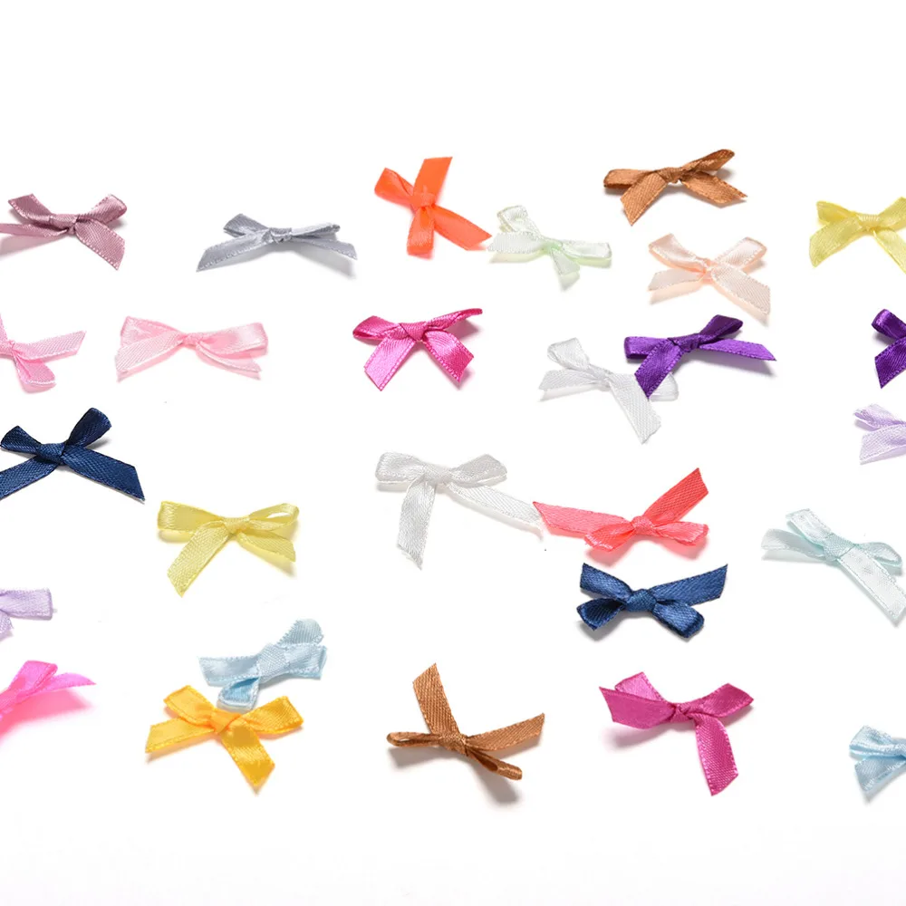 500X Assorted Mini Satin Ribbon Bows Tied Craft Embellishment Wedding DecoY n$