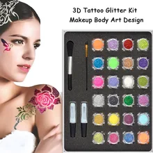 Набор для художественной живописи, 24 цвета, Временные татуировки, набор для художественной живописи, очаровательные женские татуировки хны, чернила, форма+ кисть+ клей, набор