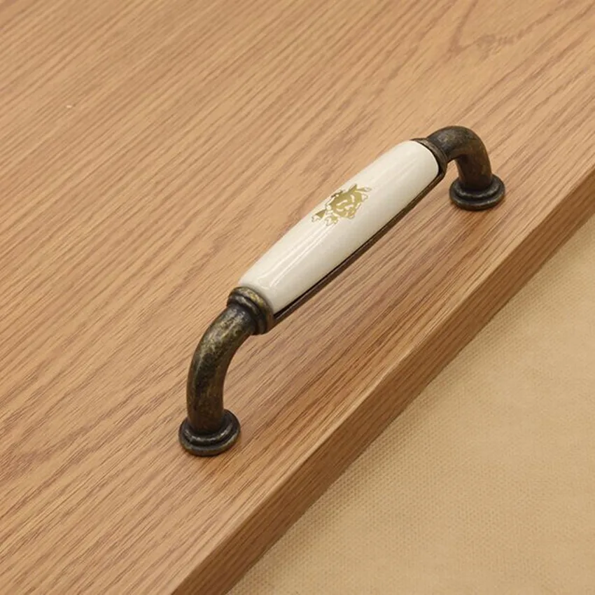 Popular Handle Antique Brass Drawer-Buy Cheap Handle Antique Brass 128mm rural ceramic kitchen cabinet handles bronze dresser pulls antique brass drawer cupboard furniture door handles - Popular Handle Antique Brass Drawer-Buy Cheap Handle Antique Brass
