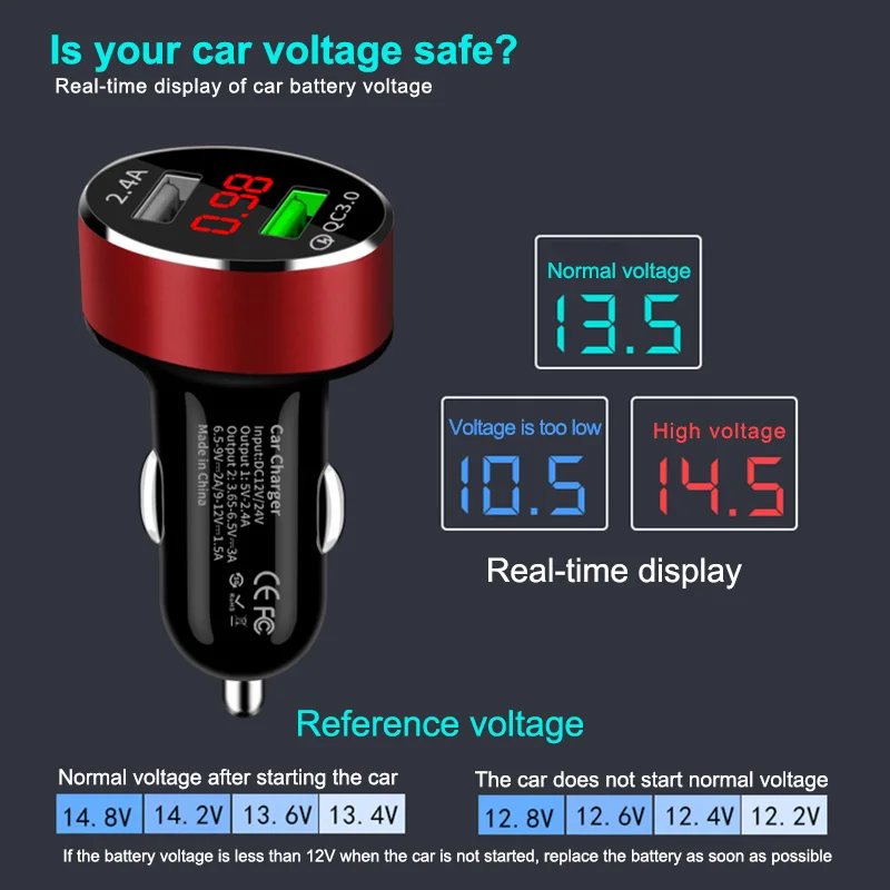 CRDC автомобильное зарядное устройство Quick Charge 3,0+ 3.1A USB быстрое зарядное устройство для телефона Алюминиевый светодиодный QC 3,0 Автомобильное зарядное устройство для Xiaomi iPhone X samsung и т. Д