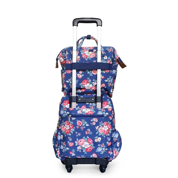 Women Travel Trolley Bags travel Backpack with wheel Rolling luggage trolley backpack waterproof Oxford Rolling Baggage Suitcase