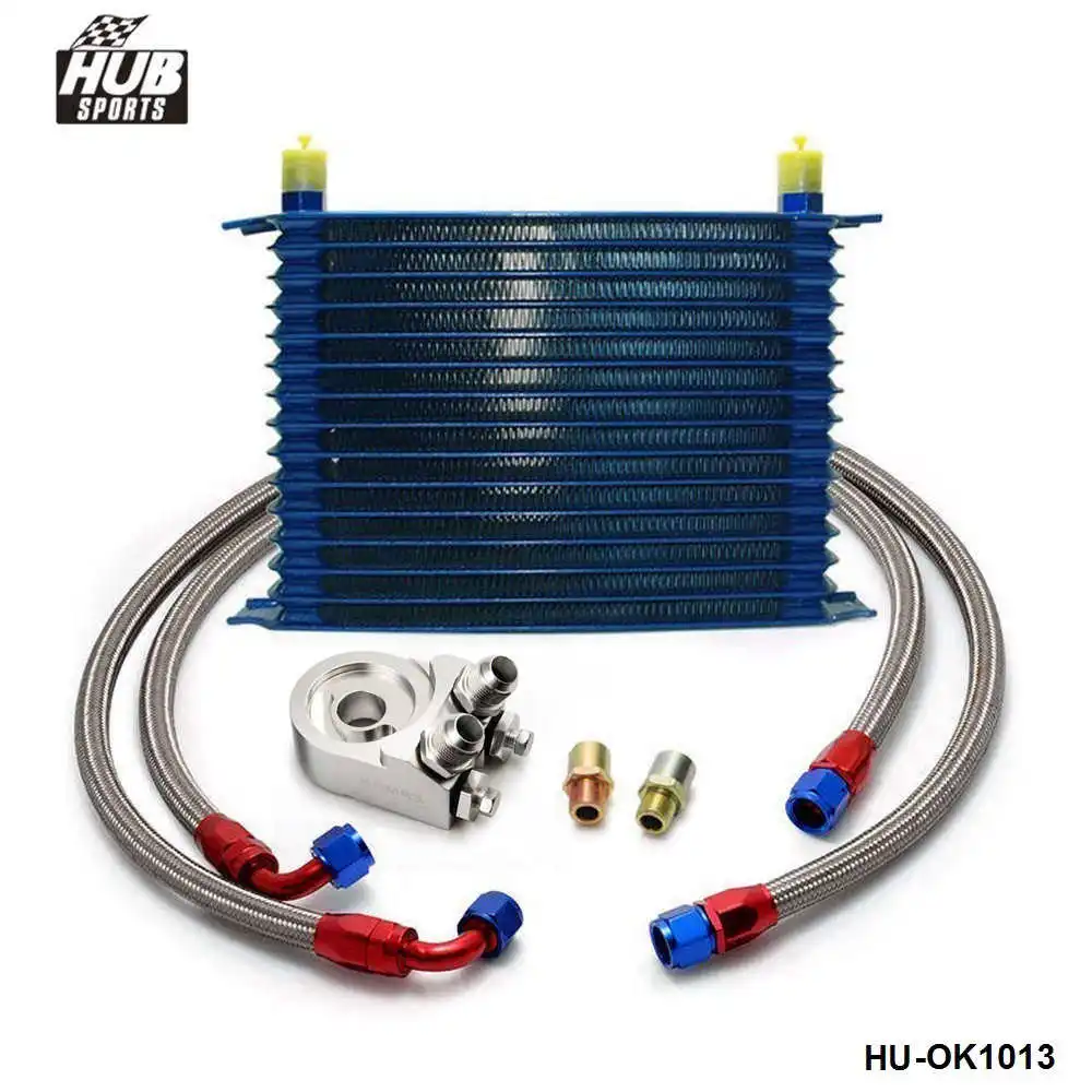 Hubsports - 15 ROW AN-10AN UNIVERSAL ENGINE OIL COOLER KIT + ALUMINUM HOSE END KIT HU-OK1013