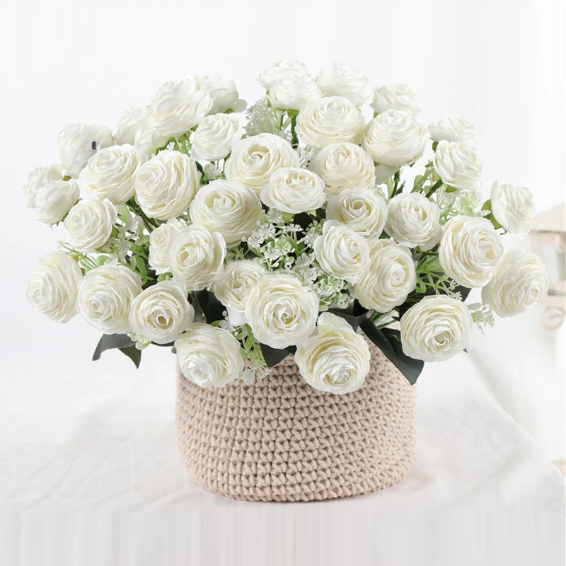 Искусственные цветы, розы из приятного на ощупь Войлок моделирование Свадебные Силиконовые Роза с цветами, для украшения дома цветы