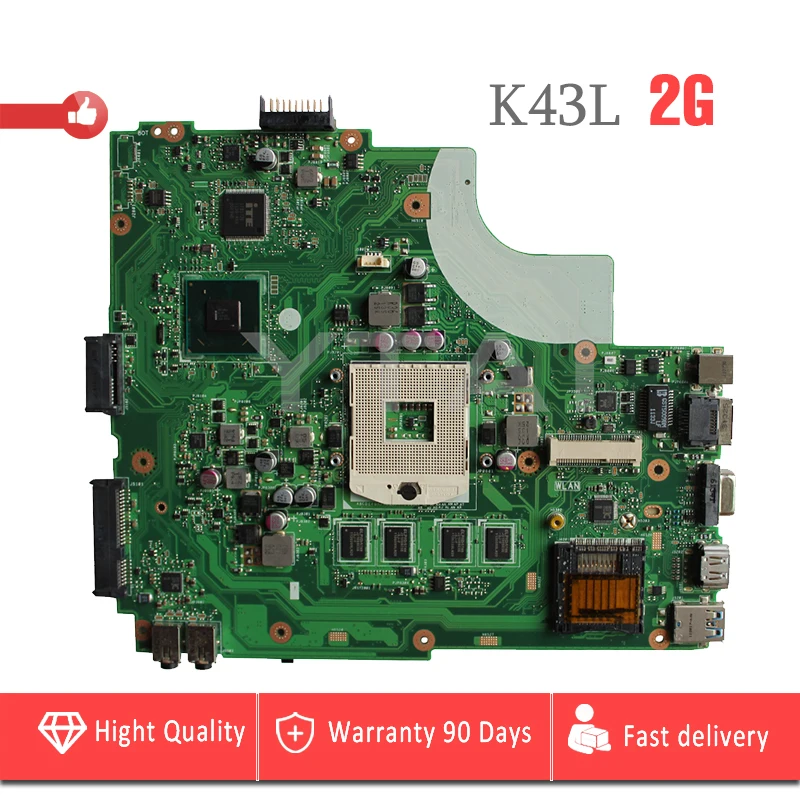 

YTAI K43L REV:4.1 Mianboard for ASUS K43L Laptop Motherboard 2G RAM REV:4.1 USB3.0 PGA989 Mianboard fully Tested
