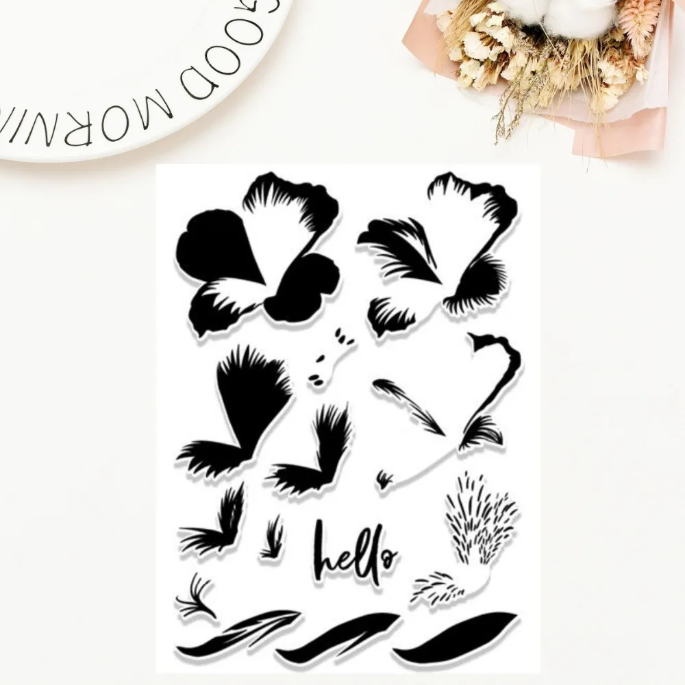 

Flowers Hello Transparent Clear Silicone Stamp Seal DIY Scrapbooking Photo Album Decorative Clear Stamp Craft