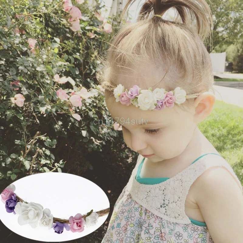 

Vintage Newborn Baby Girls Kids Flower Crown Headband Hair band Party Photo Prop #H055#
