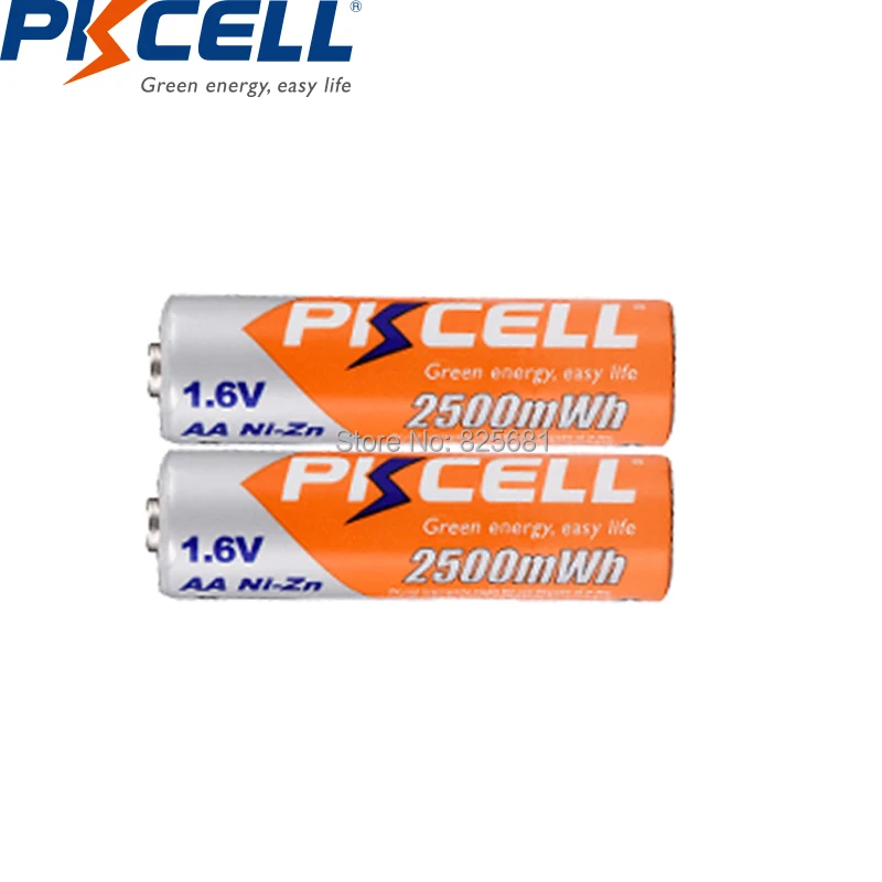 2 шт. PKCELL aa NIZHI Перезаряжаемые Батарея nizhi AA 2500mWh nizn 1,6 упакованы с 1 прозрачный Батарея чехол для Батарея для хранения