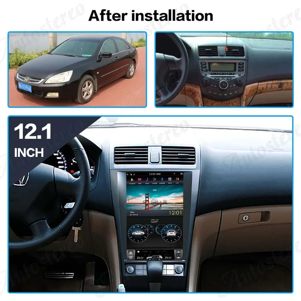 Sale Android7 Tesla style Car GPS Navigation For HONDA ACCORD 7 seven 2003-2007 headunit multimedia radio tape recorder no DVD Player 1