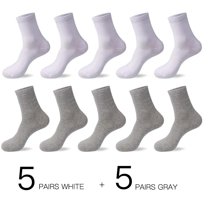 5White5Gray HSS хорошее качество хлопка мужские носки хлопковые носки новые стили 10 пар / много черных бизнесменов носки дышит зимой п - Цвет: 5White5Gray