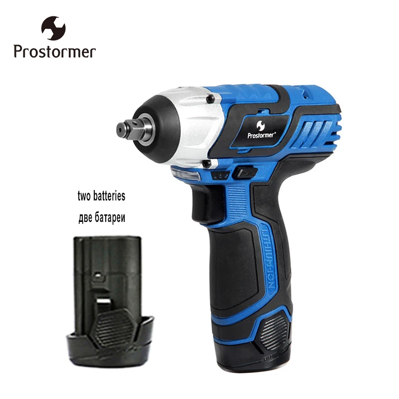

Prostormer 12v rechargeable Electric Wrench with 2 lithium batteries Home Repair Power Tool Cordless Wrench 100NM Quick Charger