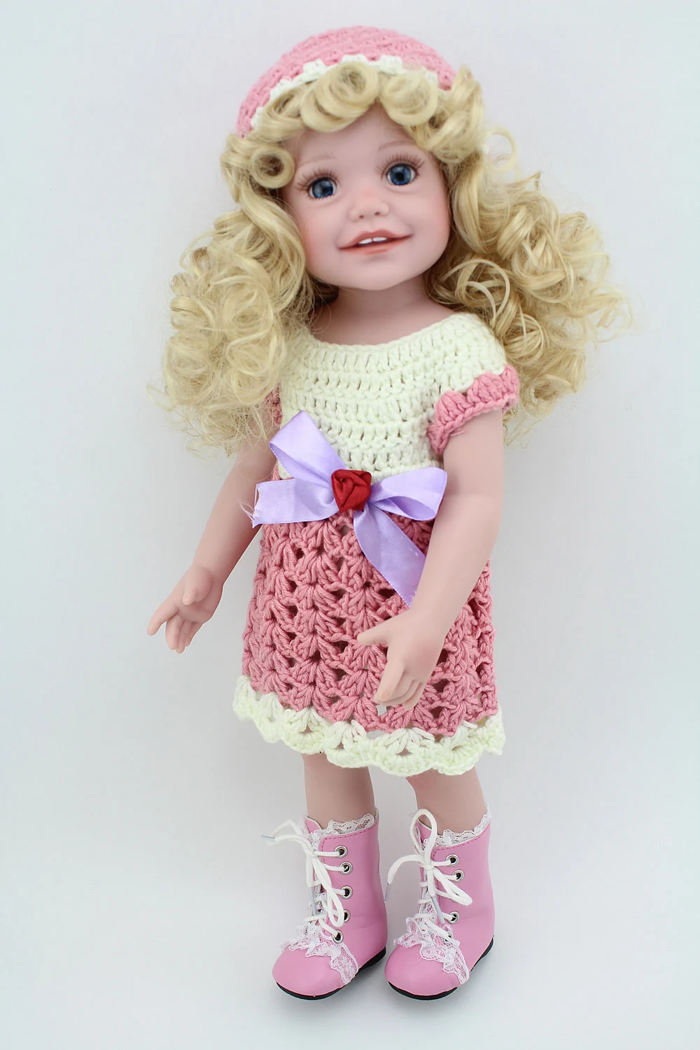 

NPKDOLL Reborn Baby Dolls American Cute Girls Beautiful Blonde Hair Sweater Pink Princess Boneca Babe Winter Kids Best Gifts