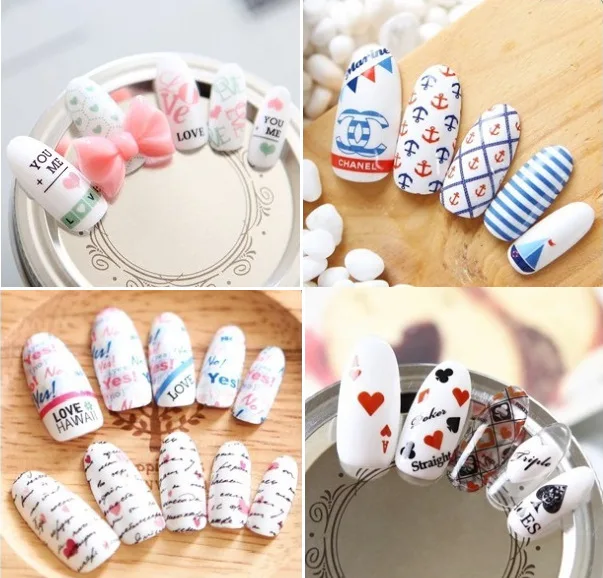 

5 sheet 3D Nail Sticker Mixed Colorful Designs Nail Stickers Decals Korean Women Makeup Water Tattoos Manicure Tool DLS229-242