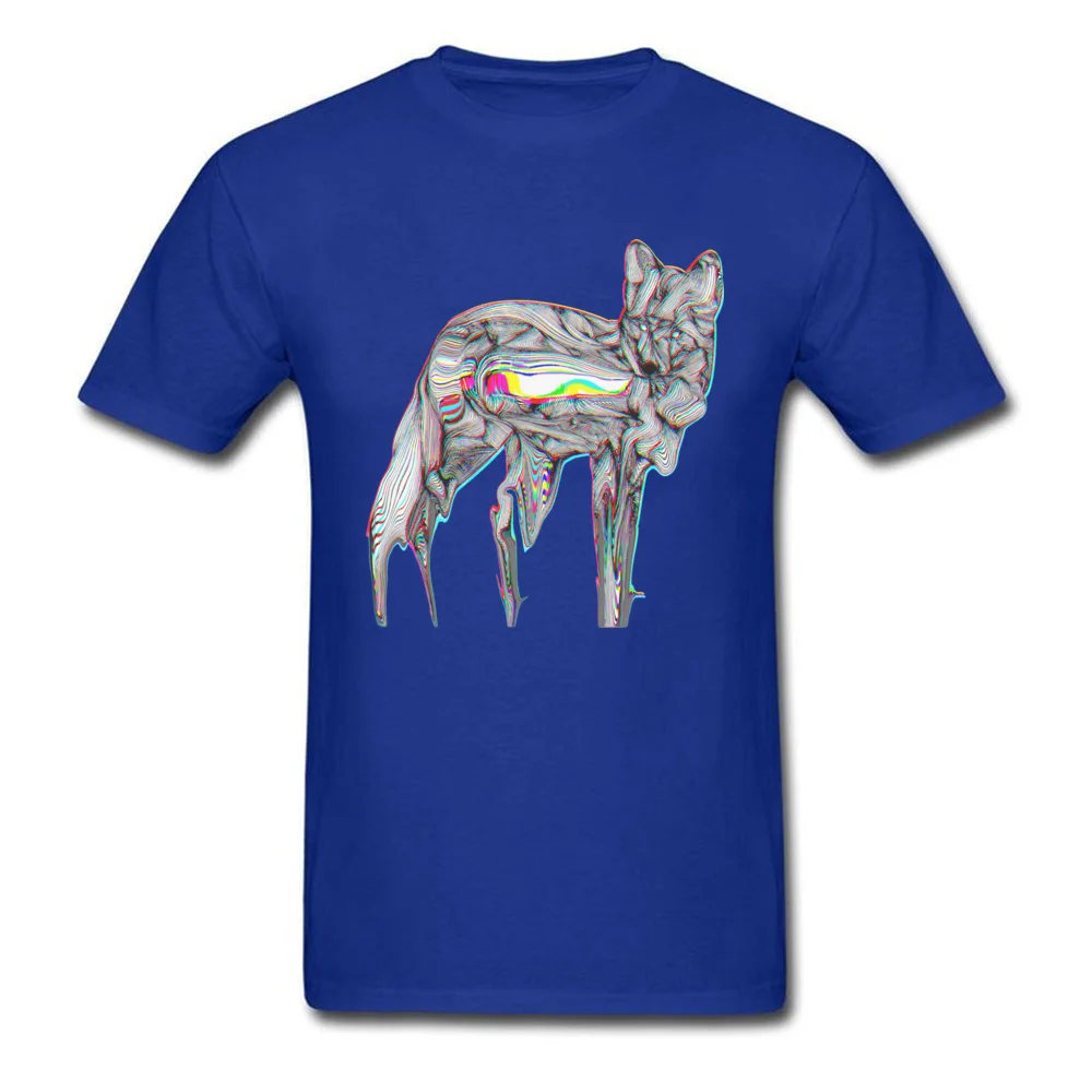 Glitch Fox 100% Cotton Casual Tops Shirt Cute Short Sleeve Men's Top T-shirts Design Summer Fall Tee-Shirt O Neck Glitch Fox blue