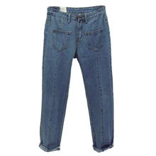 Джинсы трусики женщины весна-осень vestidos бермуды прямого высокой талии свободные широкие джинсы женские Y1552