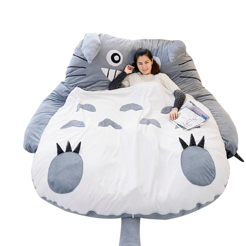 Dorimytrader 210 cm x 170 cm Pop japonais Anime gris Totoro lit en