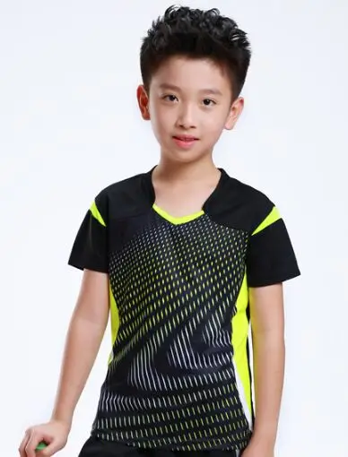 Only Black shirt Спортивные теннисные шорты для мальчиков, tenis masculino, теннисная футболка для девочек, детская рубашка для обучения бадминтону, шорты, рубашки для пинг-понга - Цвет: Only Black shirt