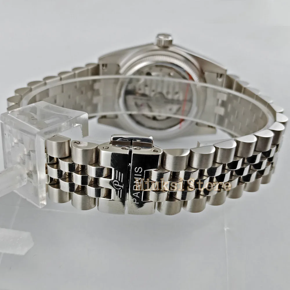 36 мм Автоматическая Дата relogio masculino Inoxydable Cas кожаный Bande montre поверенный браслет hommes