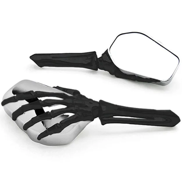 

Free Shipping Black/Chrome Skeleton Hand Motorcycle Mirrors For Harley Davidson FXB Dyna Sturgis 80