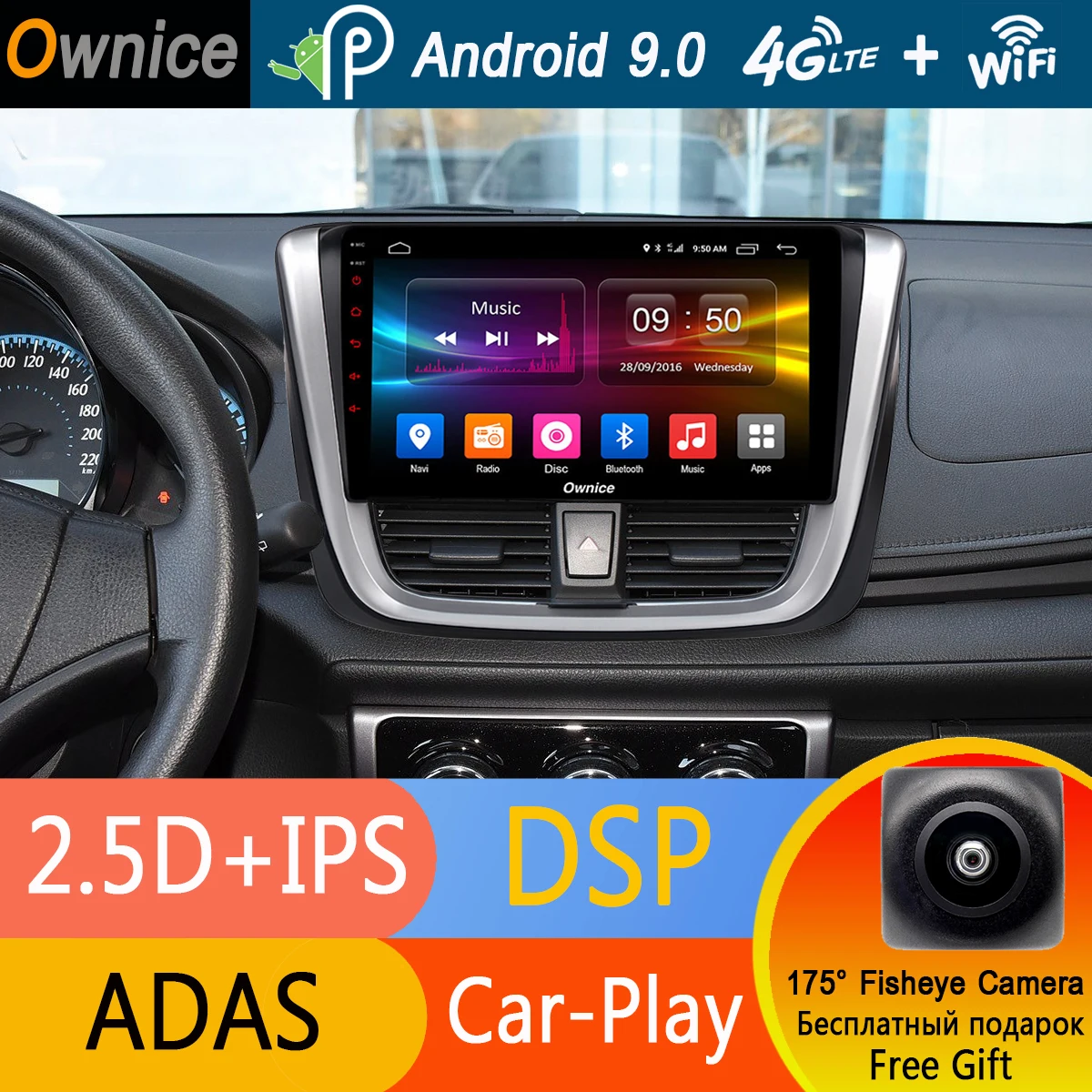 Clearance 10.1" IPS 8 Core 4G+32G Android 9.0 Car DVD Player GPS Radio For Toyota Yaris L Vios 2016 2017 2018 2019 DSP CarPlay Multimedia 0