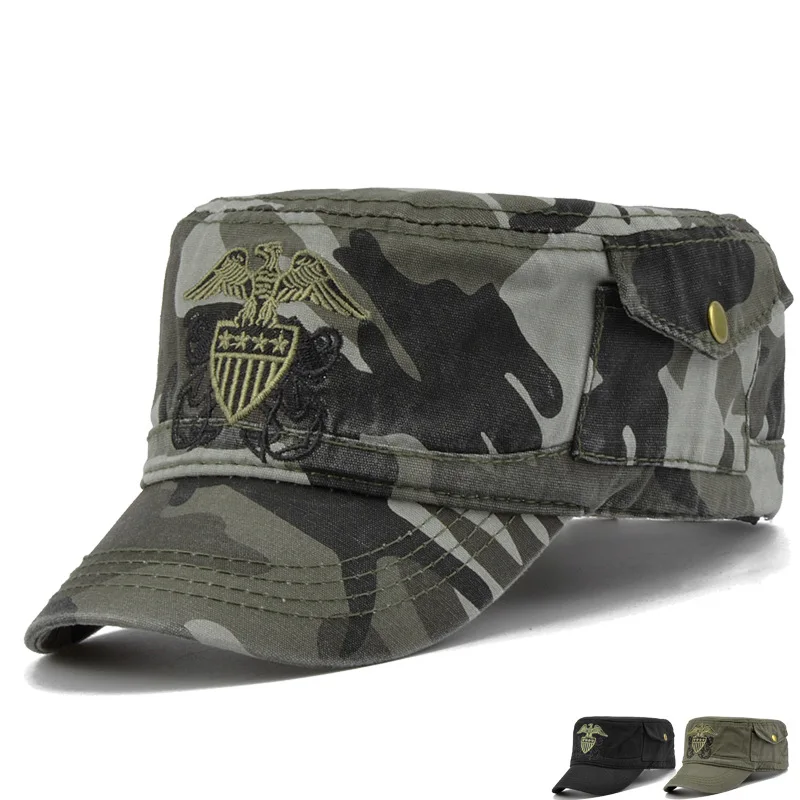 New Eagle Embroidery Caps Outdoor Tactical Army Camouflage Flat Cap