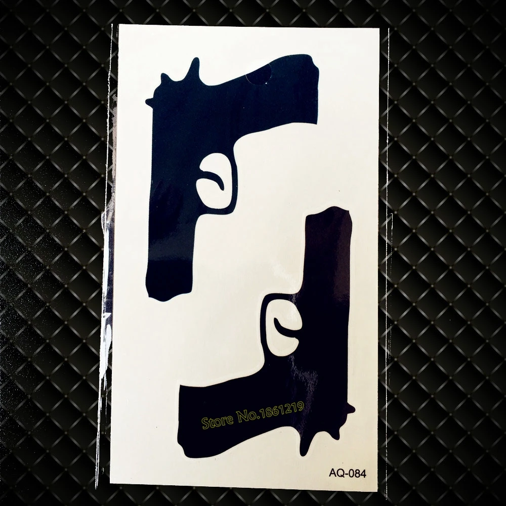 جديد مثير الأسود بندقية وشم مؤقت ملصقا للرجال النساء الذراع الساق الشارات ملصقات الجسم فن الوشم وهمية للماء عصري GAQ-084