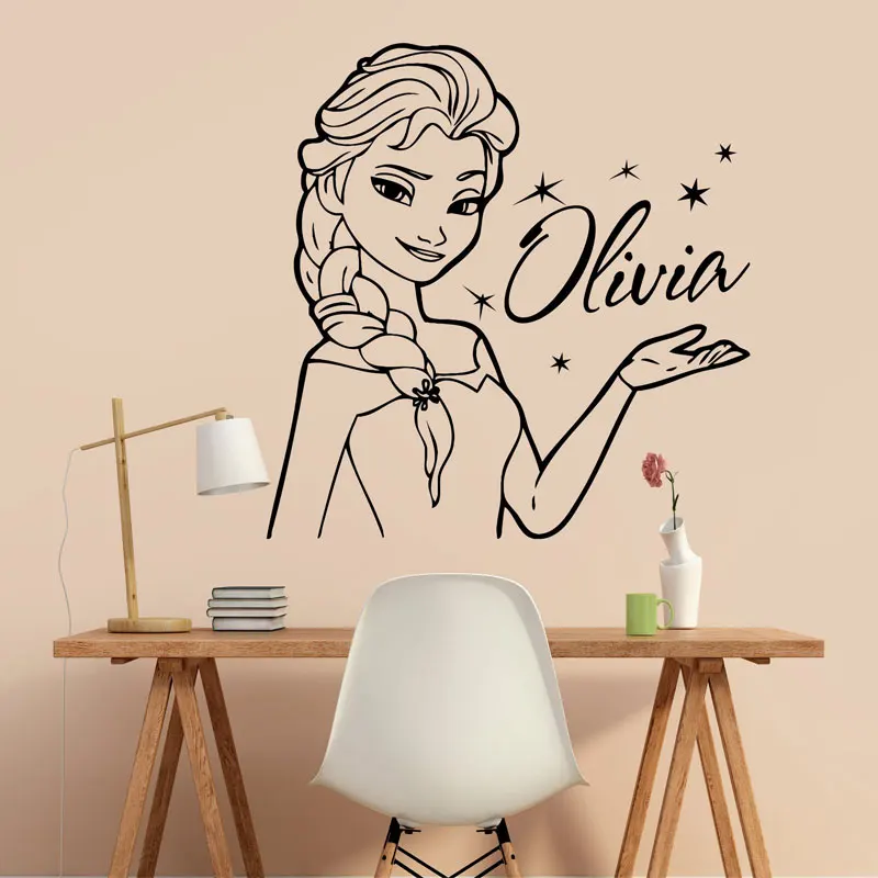 Frozen Elsa Wall Print Personalised Vinyl Sticker Decal Childrens Bedroom Girl