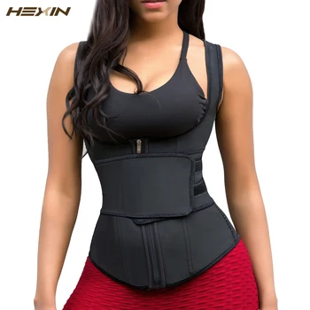 

HEXIN Latex Waist Trainer Vest Corset High Compression Women Zipper Body Shaper Underbust Waist Cincher Girdle Shapewear