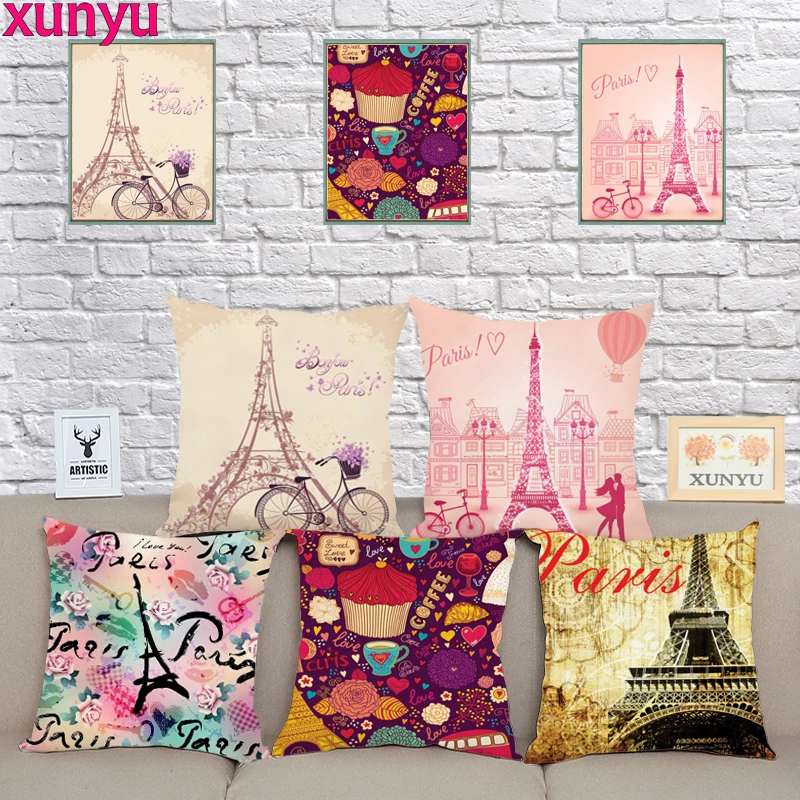 Чехол XUNYU Paris Подушка с башней 45x45 см чехол для подушки дома декоративная