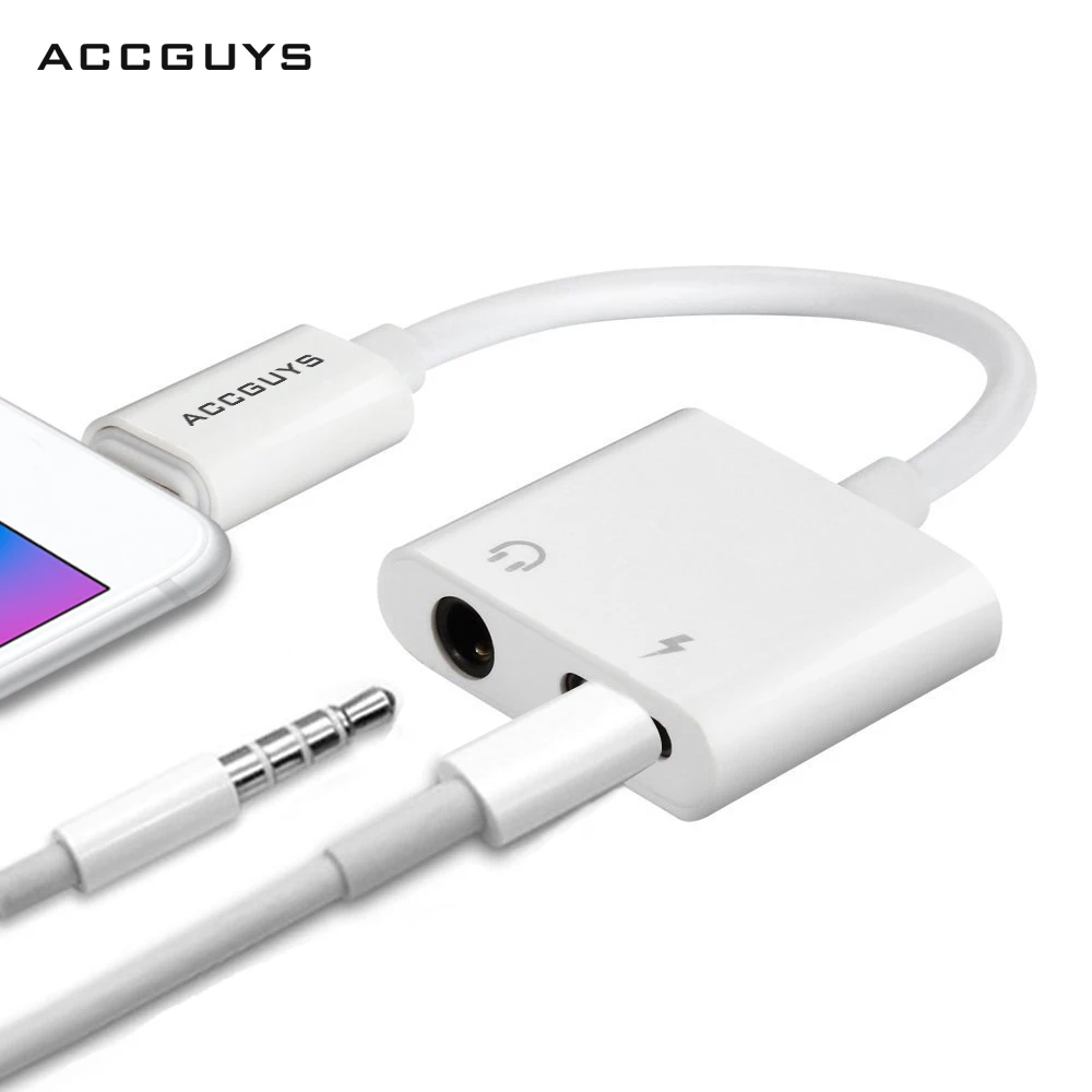 For iPhone X 7 8 Plus Adapter ACCGUYS 2 in 1 Audio