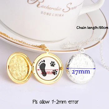 

Hand Stamped Little Feet Open The Phase Box Locket For New Baby Commemorate Gift Lettering Jewelry Trendy Sweater Chain