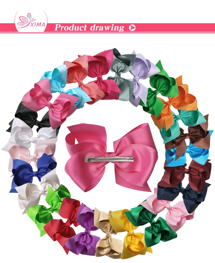 25 шт./лот 6 дюймов большой Hairbows с зажимом для детей девочек лента для волос луки Женские аксессуары для волос 25 Цвета