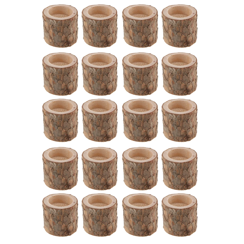 20Pcs Natural Wood Stump Tea Light Candle Holders Wooden Planter Flower Pot Rustic Wedding Party Home Decoration