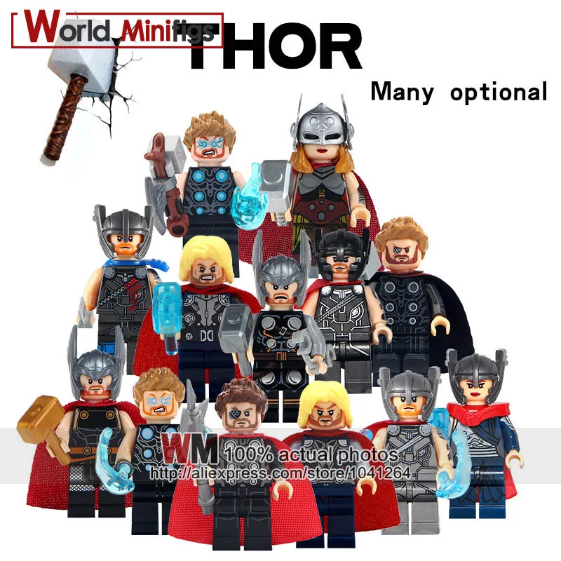

Building Blocks Single Sale Infinity War Marvel Super Hero Thor Ragnarok Thor Jane Foster Lady Thor Sets Bricks Toys Kids Gifts