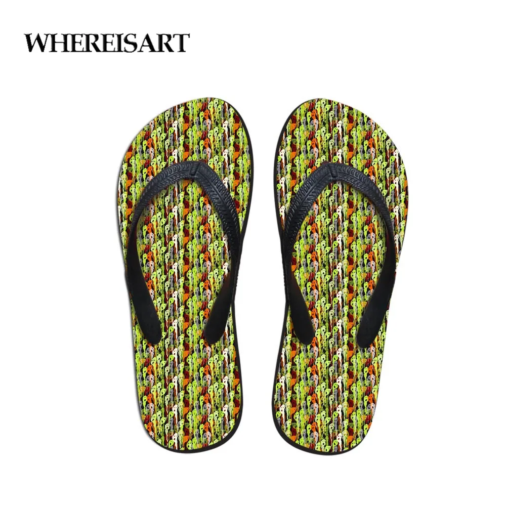 

WHEREISART Comfort Slippers Women Printing Summer Beach Flip FlopsSandals Ladies Slippers Female Ghost Ghosties Sandals Shoes