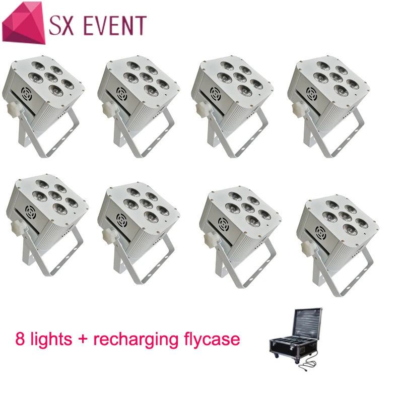 

6X18W RGBWA УФ 6 в 1 батарея мощность беспроводной DMX LED Flat Par Wifi и дистанционное освещение для свадьбы dj