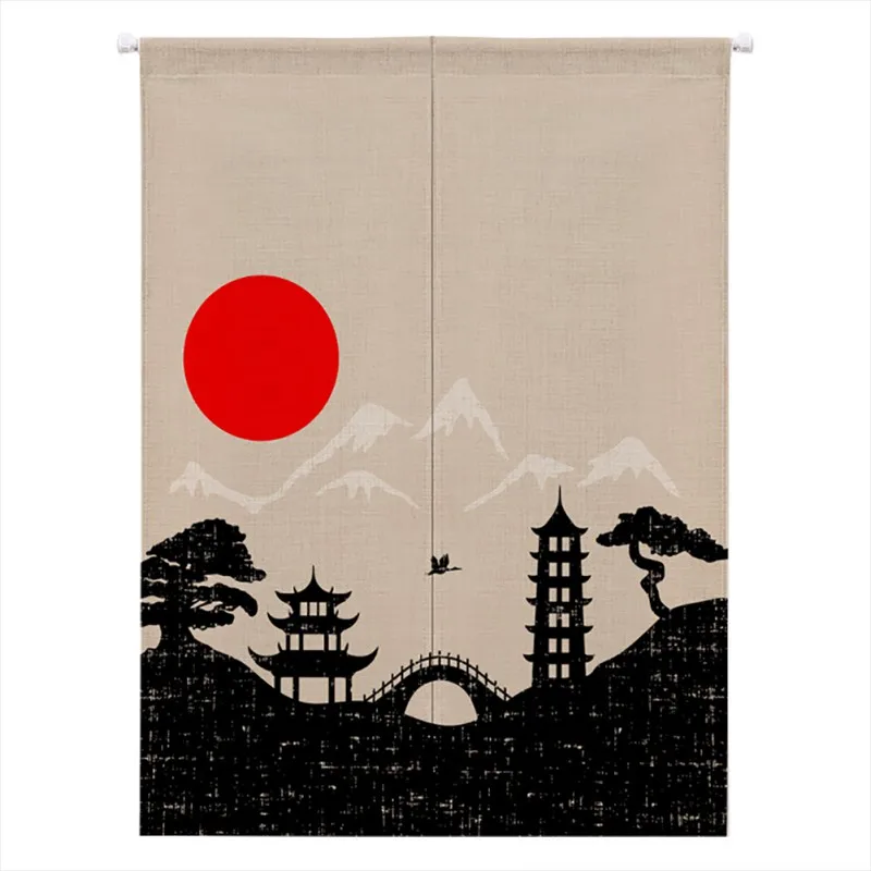 Achat Japonais Noren Porte Rideau Tapisserie Coton Lin Hanging Porte Rideau Drapé Valance Accueil Salon de Thé Décoration Accessoires